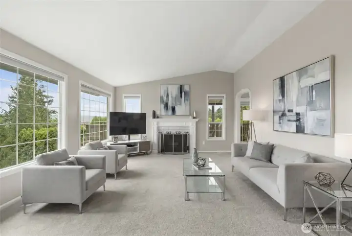 Long view, living room Virtually Staged.