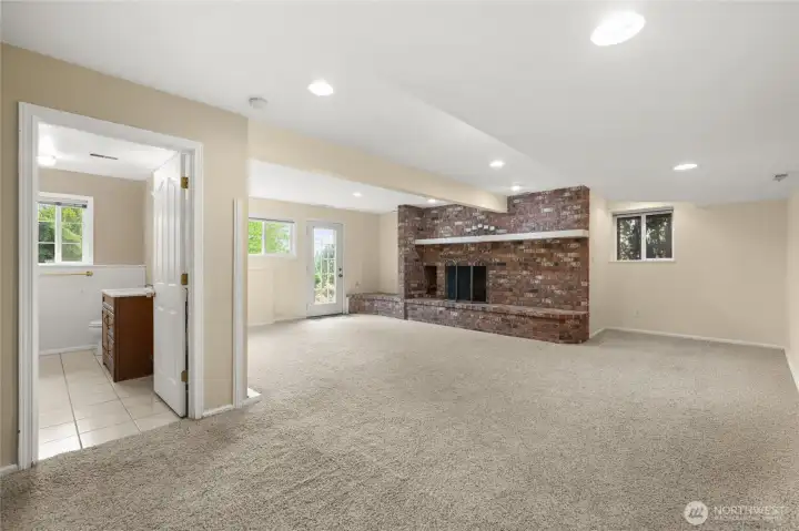 Recreation Room Downstairs with 2nd fireplace