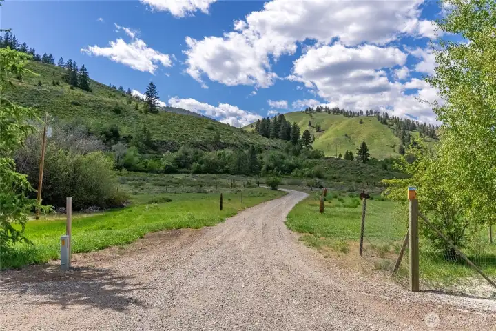 View leaving the homesite up the driveway