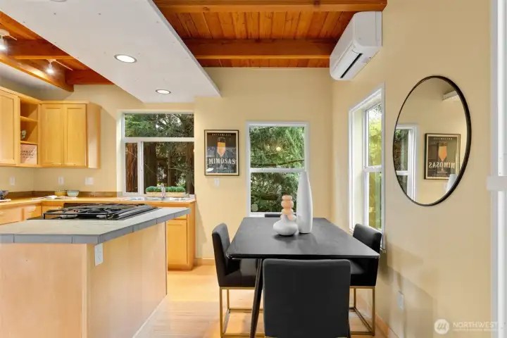 Rectangle table, square table, round table...you can fit a full size dining table no matter the shape!