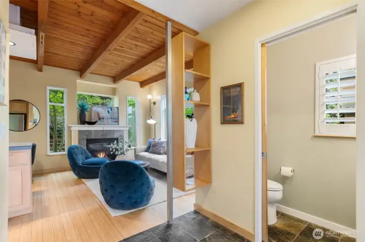 Powder room on the main.