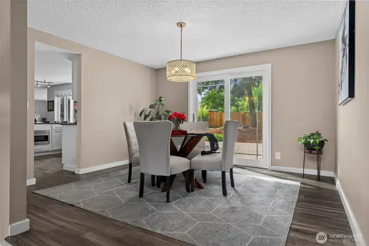 direct access to the deck from dining room - all new flooring, trim and fixtures