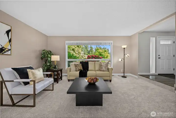 New plush carpet living, stairs and upper bedrooms
