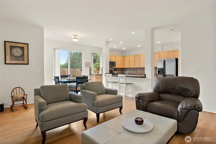 Family room opens to kitchn Family room opens to kitchn