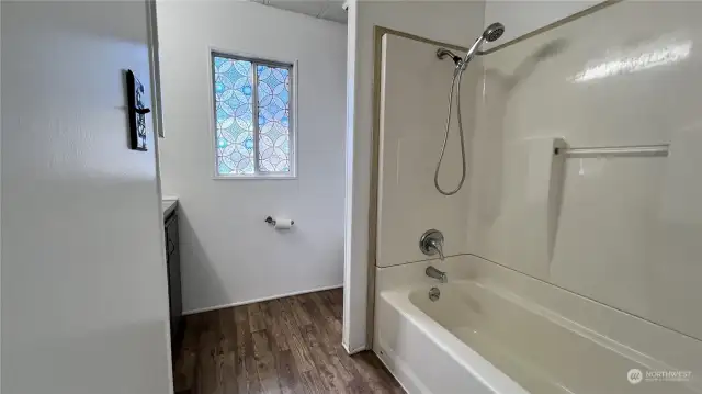 New shower hardware and updated flooring