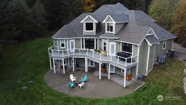 Imagine entertaining here with a head to toe Mt Rainier view! Patio has a propane stub for bbq. Entry doors from deck to the kitchen area as well at the bedroom.