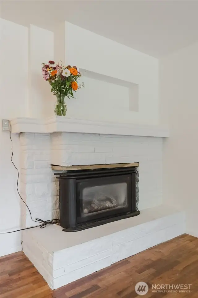 Gas fireplace.