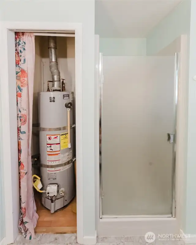 Primary Shower and water heater.