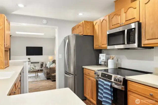 Stainless steel appliances in the kitchen