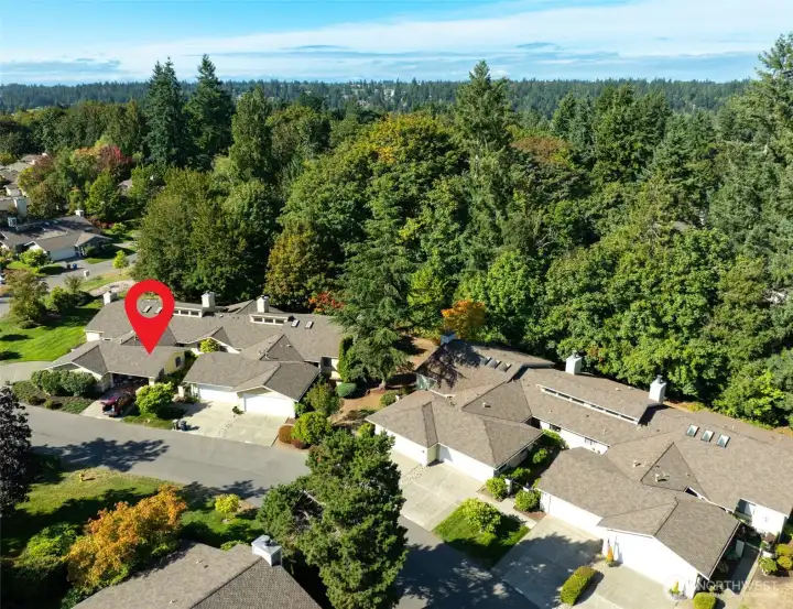 Overhead shot. Home backs up to the huge Mill Creek greenbelt