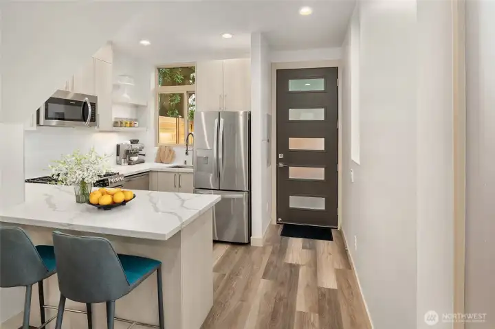 Kitchen virtually staged.