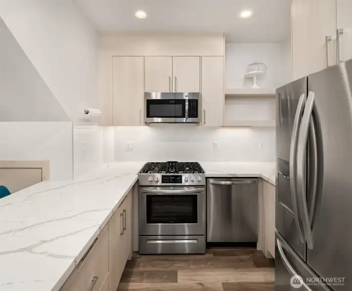 Kitchen with plenty of storage.