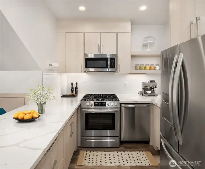 Kitchen virtually staged.