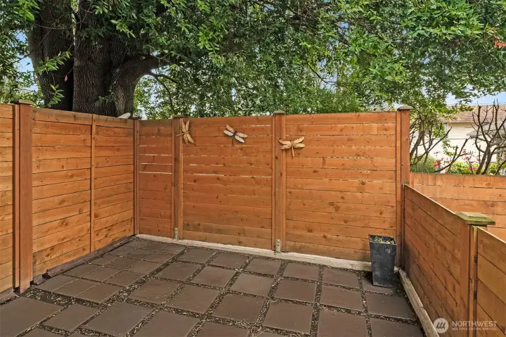 Generous sized patio just off kitchen.