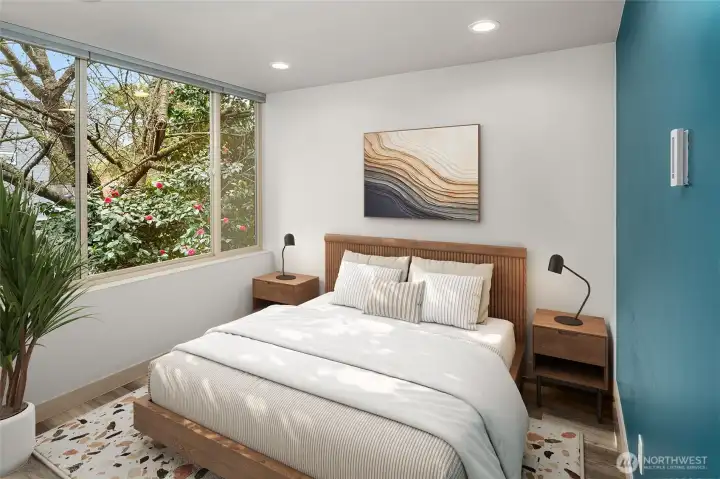 Bedroom one virtually staged.