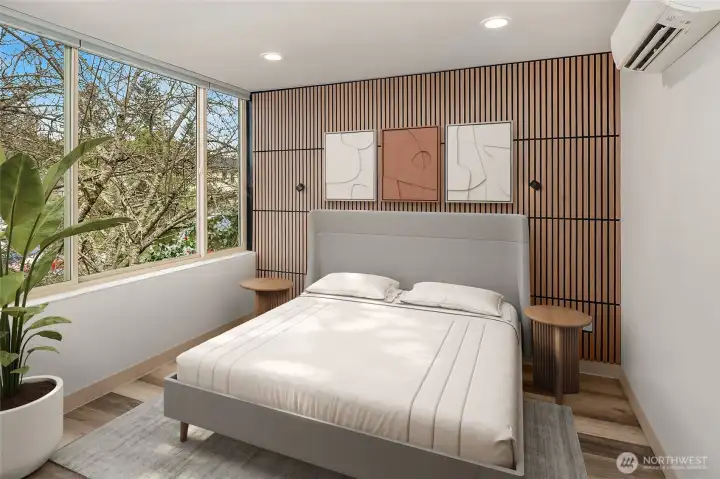 Primary bedroom virtually staged.