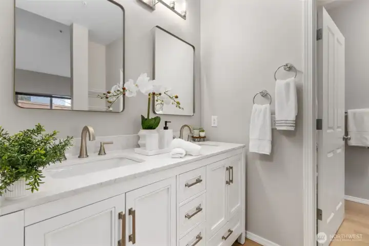 Brand new vanity and fixtures with double sinks