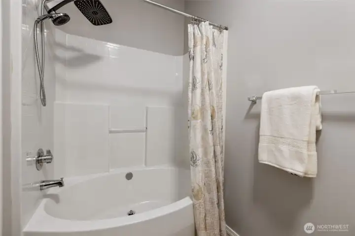 Full shower and soaking tub with new fixtures