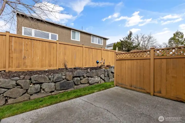 Fully fenced, low maintenance backyard