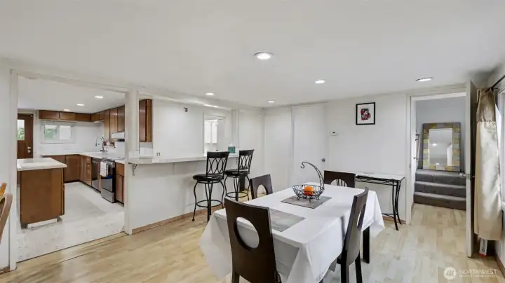 Bright and spacious dining room with abundant natural light.
