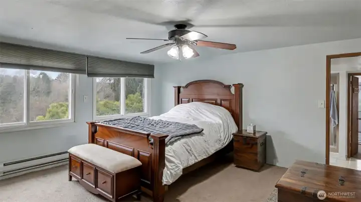 Bedroom on upper level with amazing river and territorial views.
