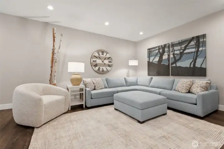 Family room in daylight basement