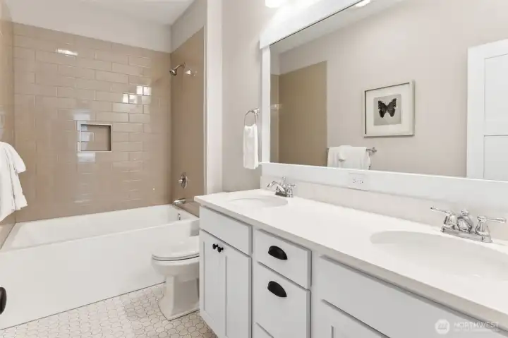 Shared bath in daylight basement