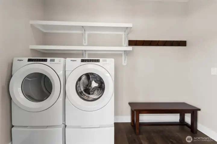 Laundry room in daylight basement
