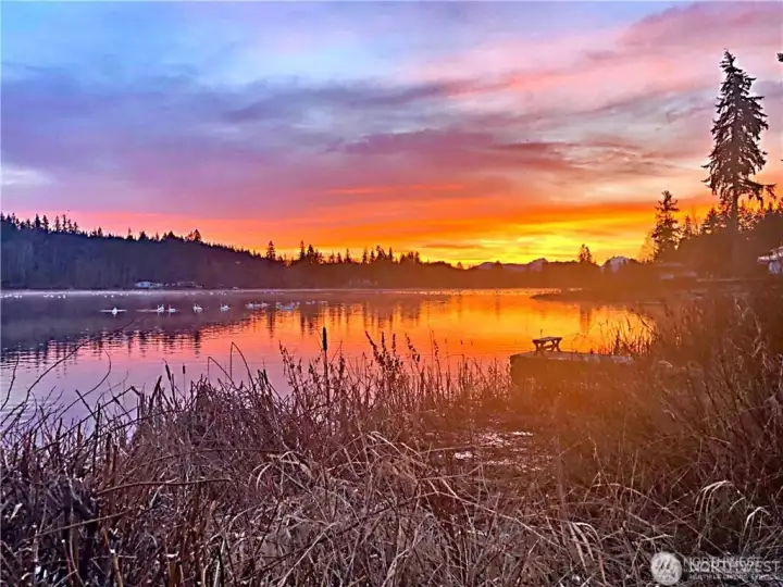 Gorgeous sunrise looking over Sunday Lake. Gorgeous sunrise looking over Sunday Lake.