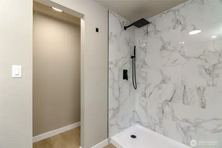 Tiled walk-in shower