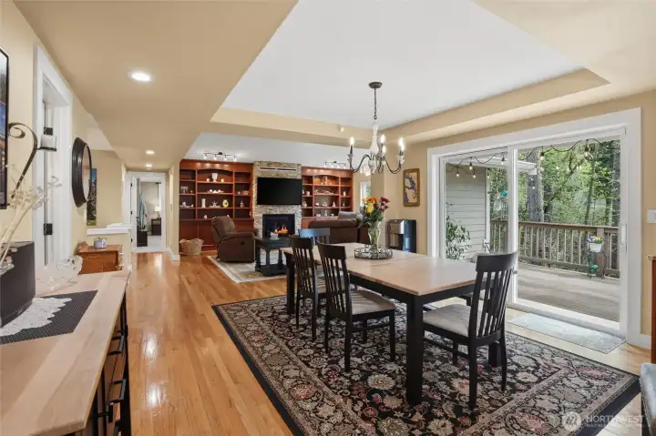 The open-concept floor plan is amazing and seamlessly flows the living room, dining room, and kitchen together.