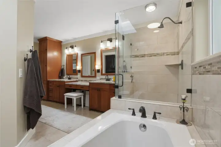 A lovely jetted tub is a great way to end your day.