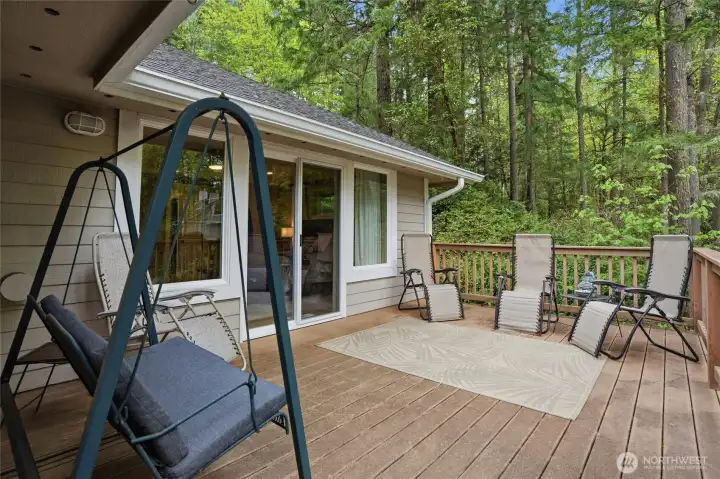 Another view of the private deck off the primary bedroom.