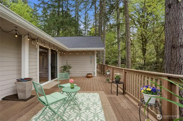 Another view of the lovely composite deck off of the dining room.