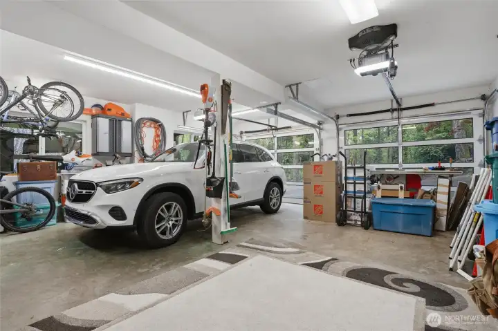 The garage doors are fairly new and are perfect for allowing the outdoor lighting in.
