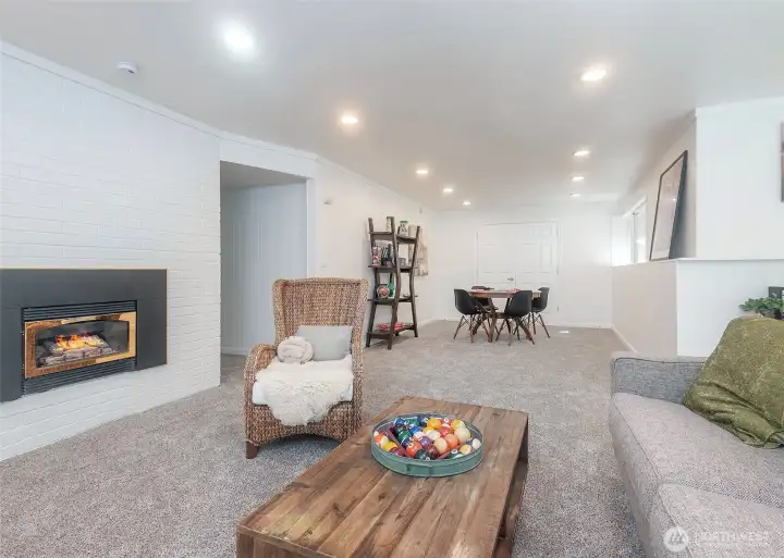 Cozy gas fireplace.