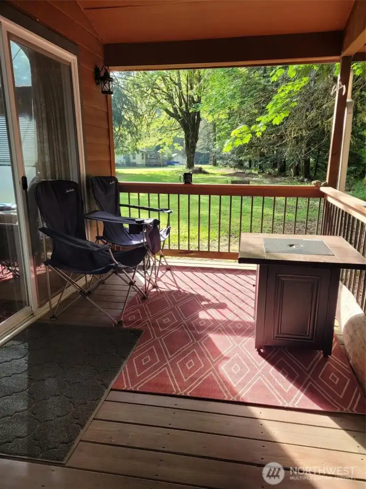 covered porch looking toward community area