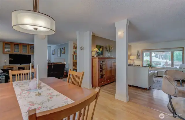 Dining room flows into living room, kitchen and family room!