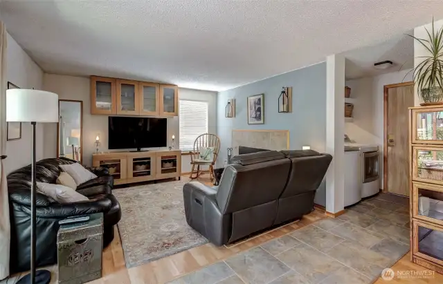 Family room with custom cabinetry