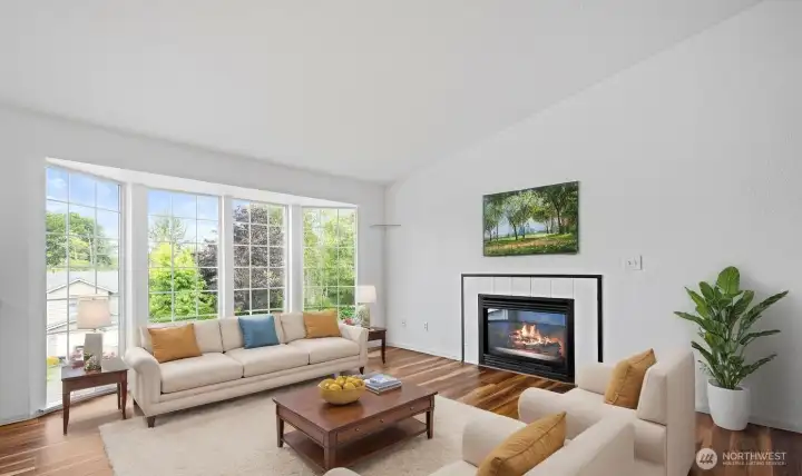 Light filled living room - virtually staged.