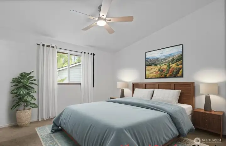 Primary bedroom - virtually staged.