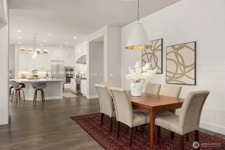 Generous dining area with room for all