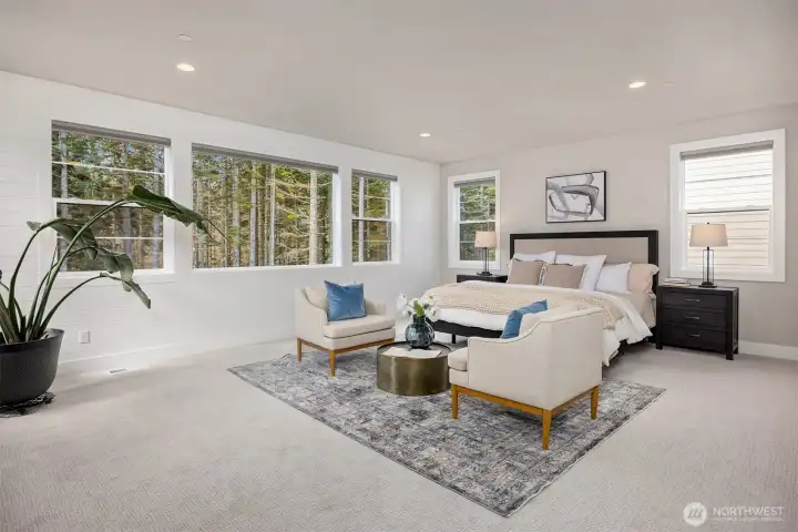 The primary suite is luxurious