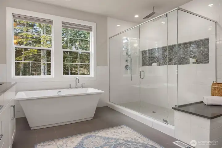 Spacious walk-in shower