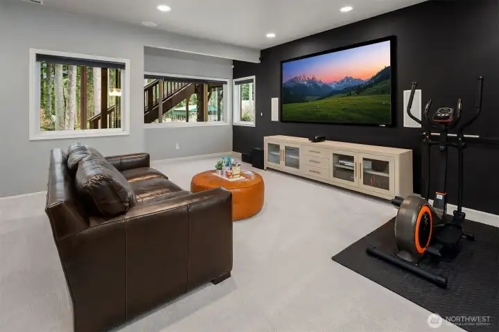 Lower level bonus room great for movie nights in!