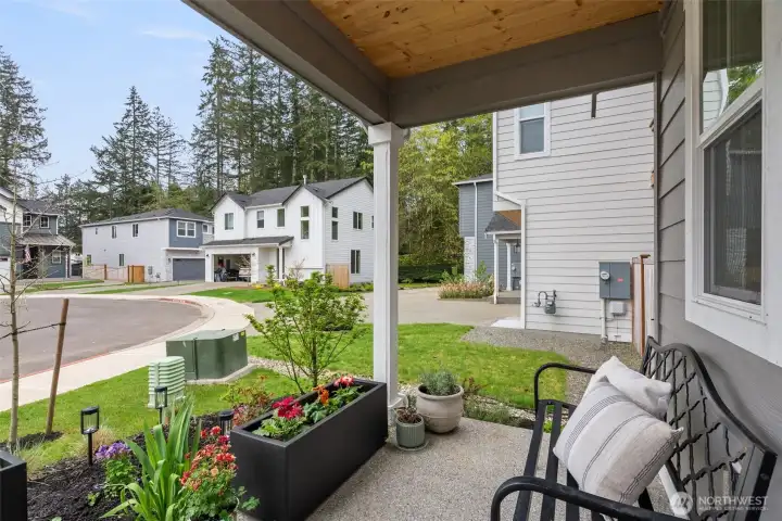 Cozy covered front porch!