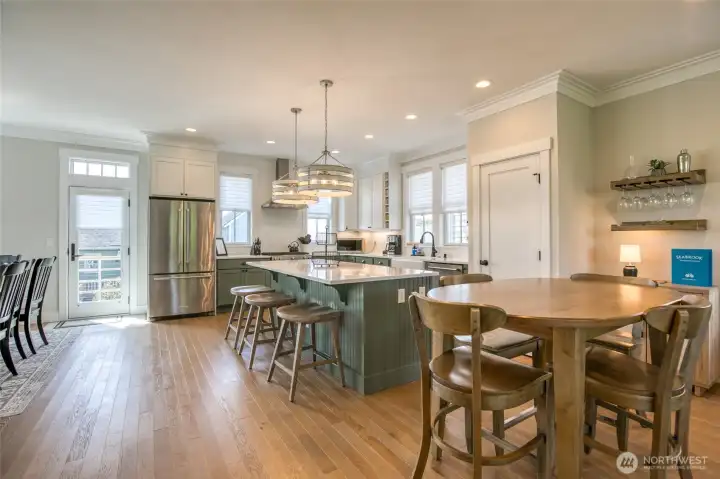 that also features a large kitchen island for more seating.