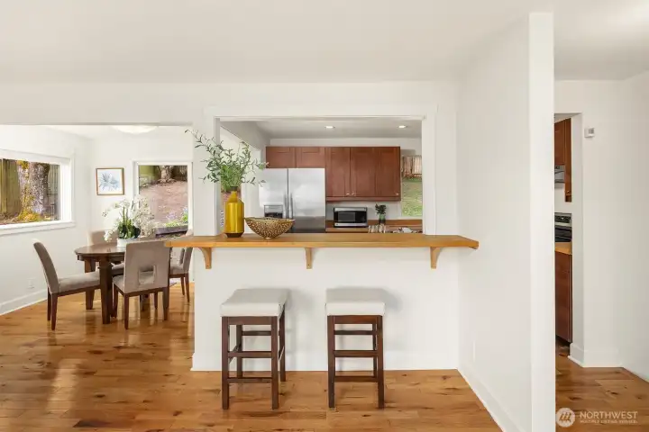 Extra seating. You can fit 2,3 and 4 bar stools here.