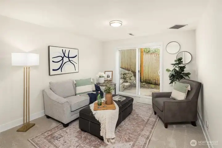 Cozy family room on the lower level.
