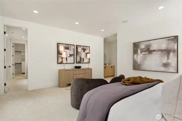 Walk-In Closet with Custom Built-Ins, Bar Cabinet Walk-In Closet with Custom Built-Ins, Bar Cabinet